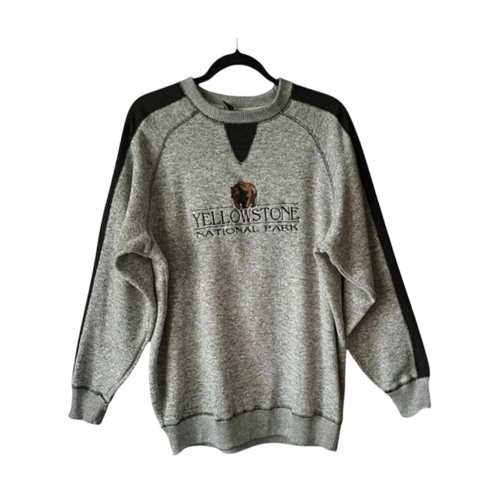Yellowstone Gray trimmed on Black sweater. Sz. Large.